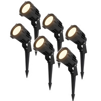Set van 6 moderne zwarte LED prikspot Renzo - 10 Watt - Warm wit 3000K - IP65 Waterdicht ideaal als tuinverlichting