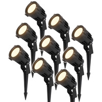 9er Renzo LED Gartenstrahler mit Erdspieß - Modern schwarz - 10 Watt - Warmweiß 3000K - IP65 Wasserdicht