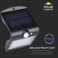 Set van 2 LED Solar Wandlamp - 1.5 Watt - 4000K Neutraal wit - IP65 - Zwart - Met bewegingssensor