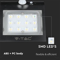 Set van 2 LED Solar Wandlamp - 1.5 Watt - 4000K Neutraal wit - IP65 - Zwart - Met bewegingssensor