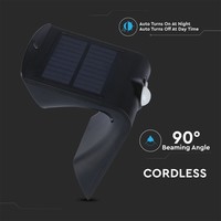 Set van 2 LED Solar Wandlamp - 1.5 Watt - 4000K Neutraal wit - IP65 - Zwart - Met bewegingssensor