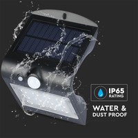 Set van 2 LED Solar Wandlamp - 1.5 Watt - 4000K Neutraal wit - IP65 - Zwart - Met bewegingssensor