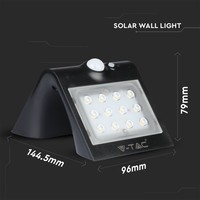 Set van 2 LED Solar Wandlamp - 1.5 Watt - 4000K Neutraal wit - IP65 - Zwart - Met bewegingssensor