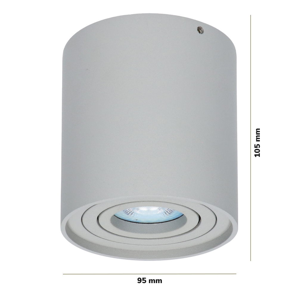 4x Dimbare LED Opbouwspot/plafondspot plafond Ray Grijs incl. GU10 spot 5W 2700K IP20 kantelbaar Rond