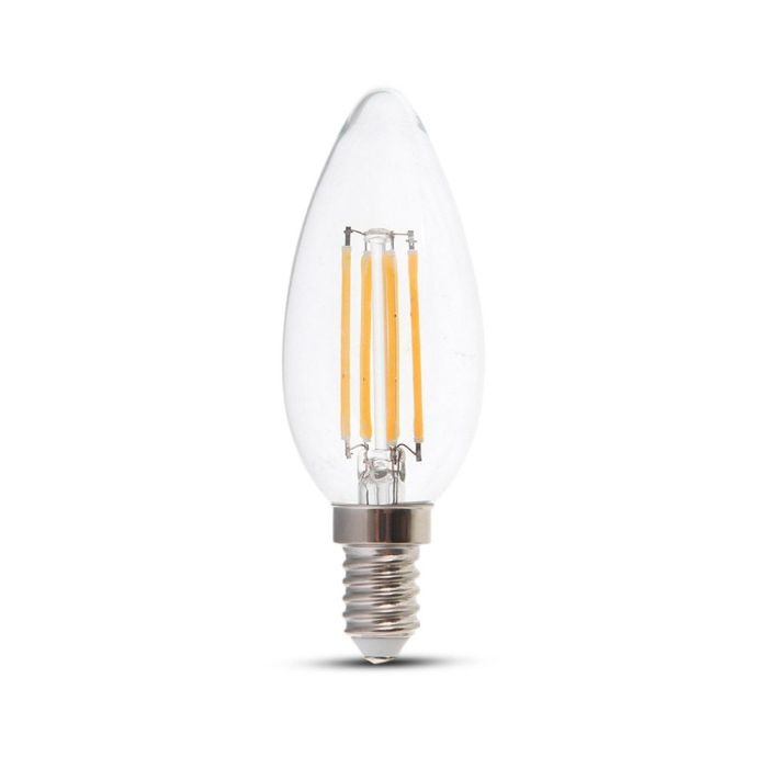 V TAC E14 LED Dimbare Filament Lamp 4 Watt 400 Lumen 3000K Warm witte lichtkleur 300° stralingshoek 20.000 branduren geschikt voor E14 fittingen