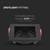 Fresno inbouwspot - GU10 fitting - Vierkant - Kantelbaar - Zwart