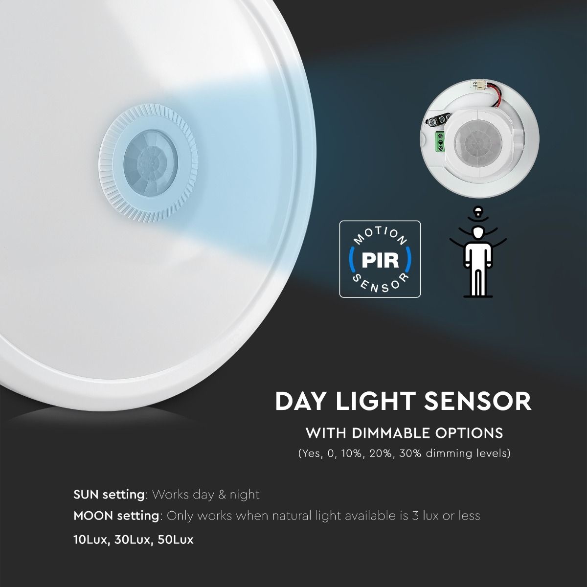 Plafondlamp - 12 Watt en 900 Lumen - Incl. ingebouwde bewegingssensor - 6400K daglicht wit - IP20 voor binnen - Plafonniere Wit - LED binnenverlichtin