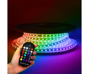 HOFTRONIC™ Dimmable LED Strip lights of 25m - RGB colors - 60 LEDs/m - IP65  waterproof for indoor en outdoor - Plug & Play - SMD 5050 - Flex60 Series