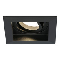 Fresno Dimbare LED inbouwspot - Kantelbaar - 5 Watt - Warm wit 2700K - 400 Lumen - Zwart - Vierkant - IP20 Plafondspot voor binnen
