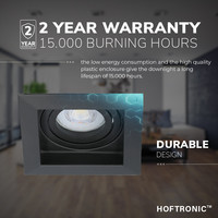 Fresno Dimbare LED inbouwspot - Kantelbaar - 5 Watt - Warm wit 2700K - 400 Lumen - Zwart - Vierkant - IP20 Plafondspot voor binnen