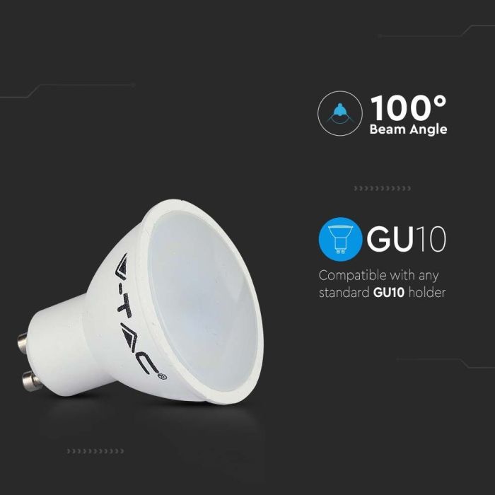 Set van 10 GU10 LED lampen - 4.5 Watt - 400 Lumen - 6500K Daglicht wit - Vervangt 35 Watt Halogeen lamp - 100° stralingshoek - GU10 fitting