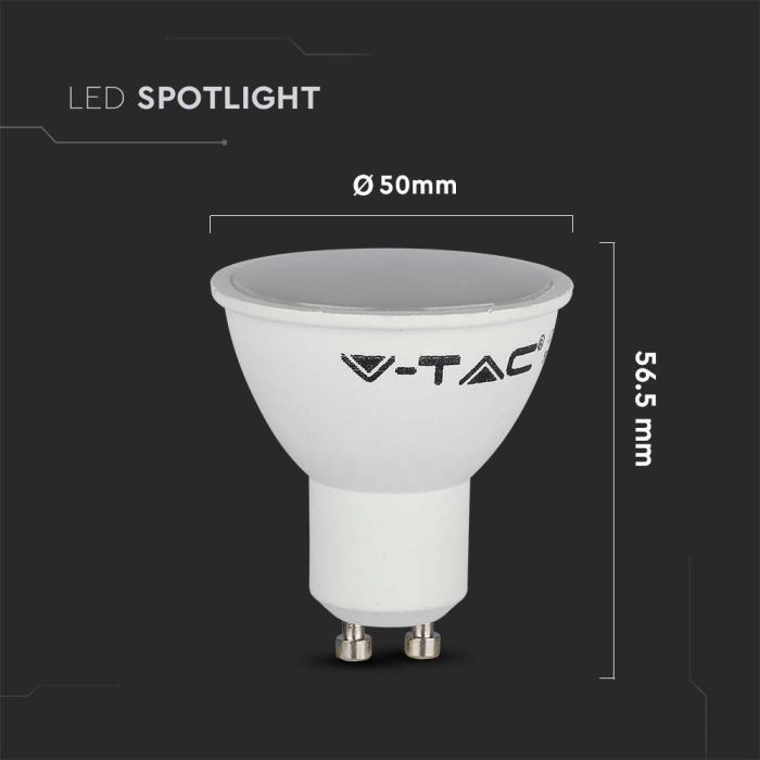 Set van 10 GU10 LED lampen - 4.5 Watt - 400 Lumen - 6500K Daglicht wit - Vervangt 35 Watt Halogeen lamp - 100° stralingshoek - GU10 fitting