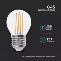 Set van 10 E27 filament lampen - G45 - 2700K - 6 Watt - 2 jaar garantie