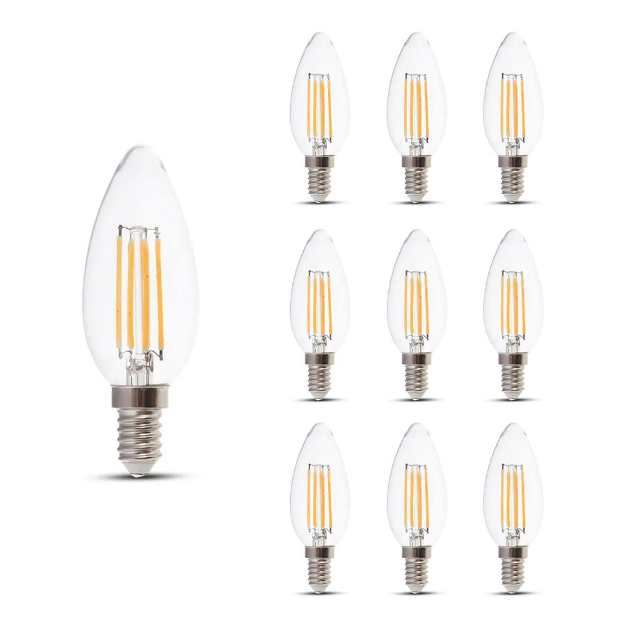 Kerkbank pin Adverteerder 10x E14 LED Dimbare Filament Lamp - 4 Watt - 400 Lumen - 3000K