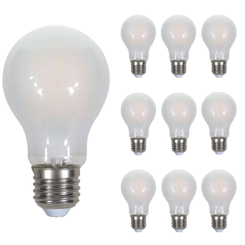 V TAC Set van 10 E27 filament lampen A60 2700K Frosted 5 Watt 2 jaar garantie