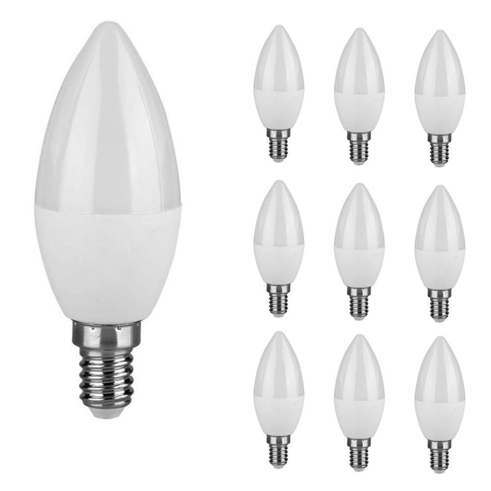 V-TAC Set van 10 E14 LED lamp - 3,7 Watt - 6500K - Vervangt 25 Watt - Kaars