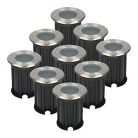 Set van 9 grondspots RVS rond GU10 IP65 dimbaar