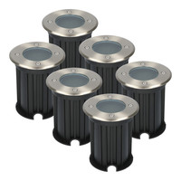 Set van 6 grondspots RVS rond GU10 IP65 dimbaar
