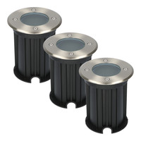 Set van 3 grondspots RVS rond GU10 IP65 dimbaar