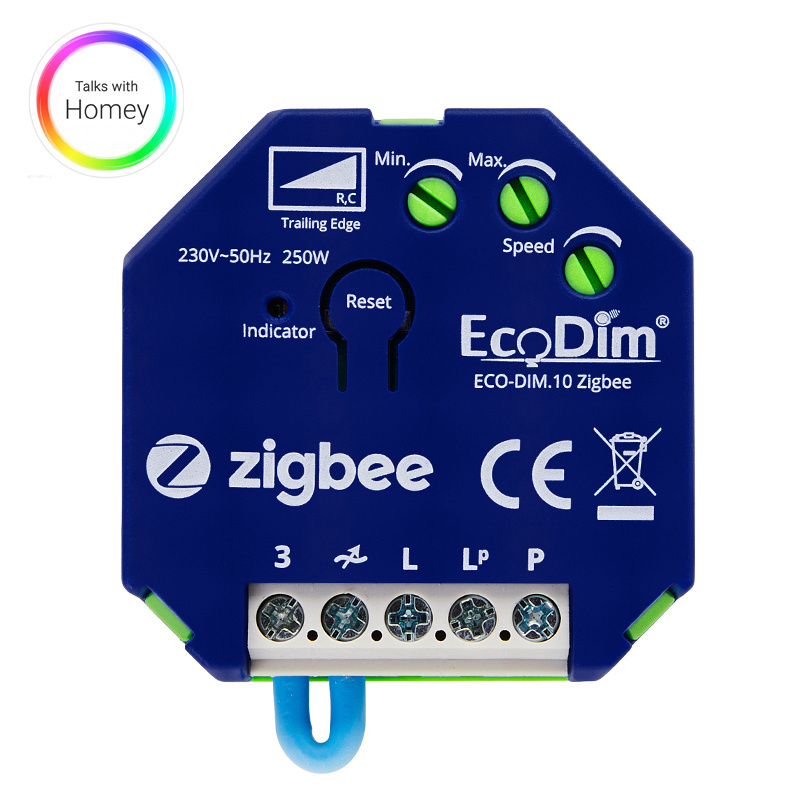 Zigbee Inbouw Smart LED Dimmer - 0-250 Watt - Fase afsnijding - Compatibel met draadloze schakelaar - ECO-DIM.10 Zigbee