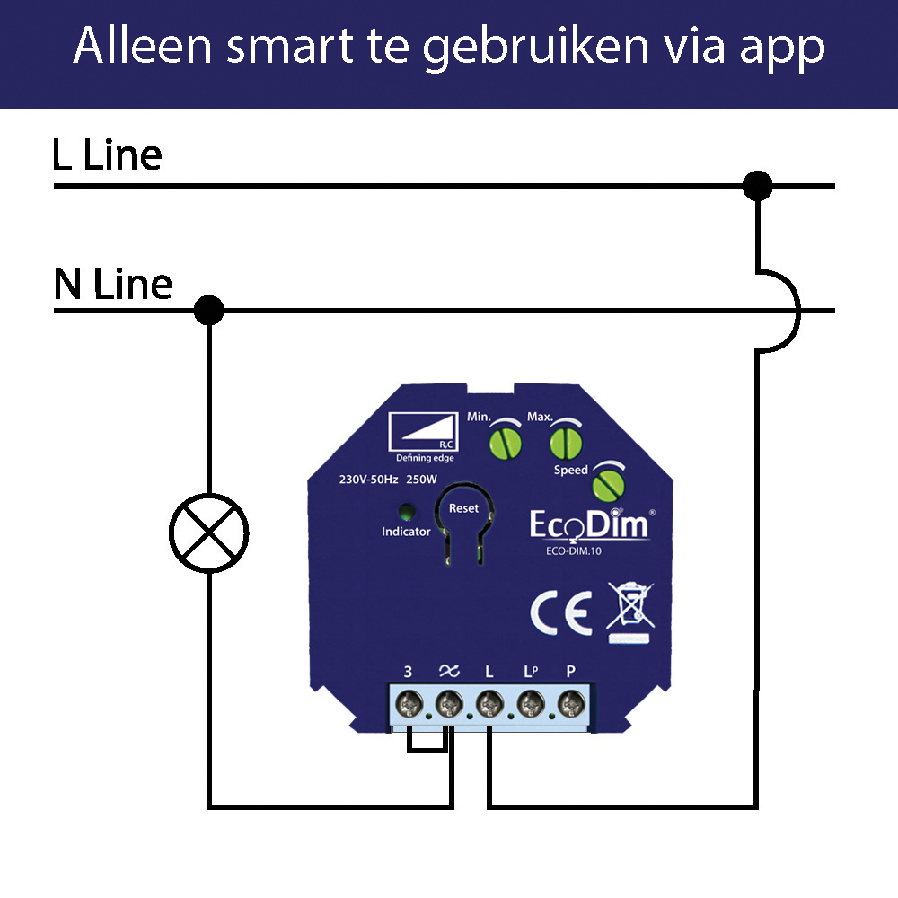 Zigbee Inbouw Smart LED Dimmer - 0-250 Watt - Fase afsnijding - Compatibel met draadloze schakelaar - ECO-DIM.10 Zigbee