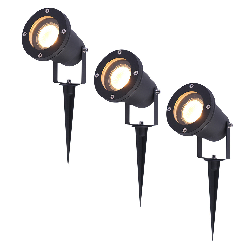 V TAC Set van 3 LED Prikspots 2700K Warm wit Kantelbaar IP44 Vochtbestendig Aluminium Tuinspot Geschikt voor in de tuin Zwart 3 jaar garantie