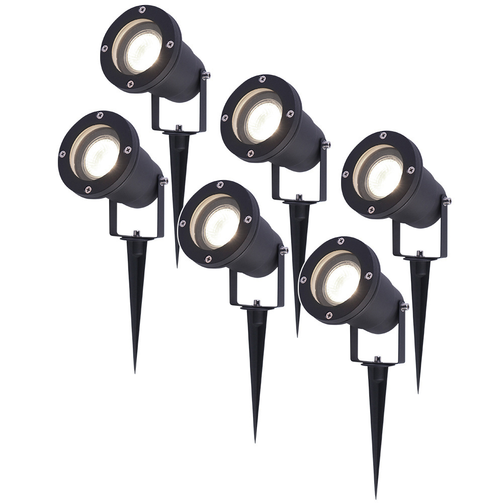 V TAC Set van 6 LED Prikspots 4000K Neutraal wit Kantelbaar IP44 Vochtbestendig Aluminium Tuinspot Geschikt voor in de tuin Zwart 3 jaar garantie