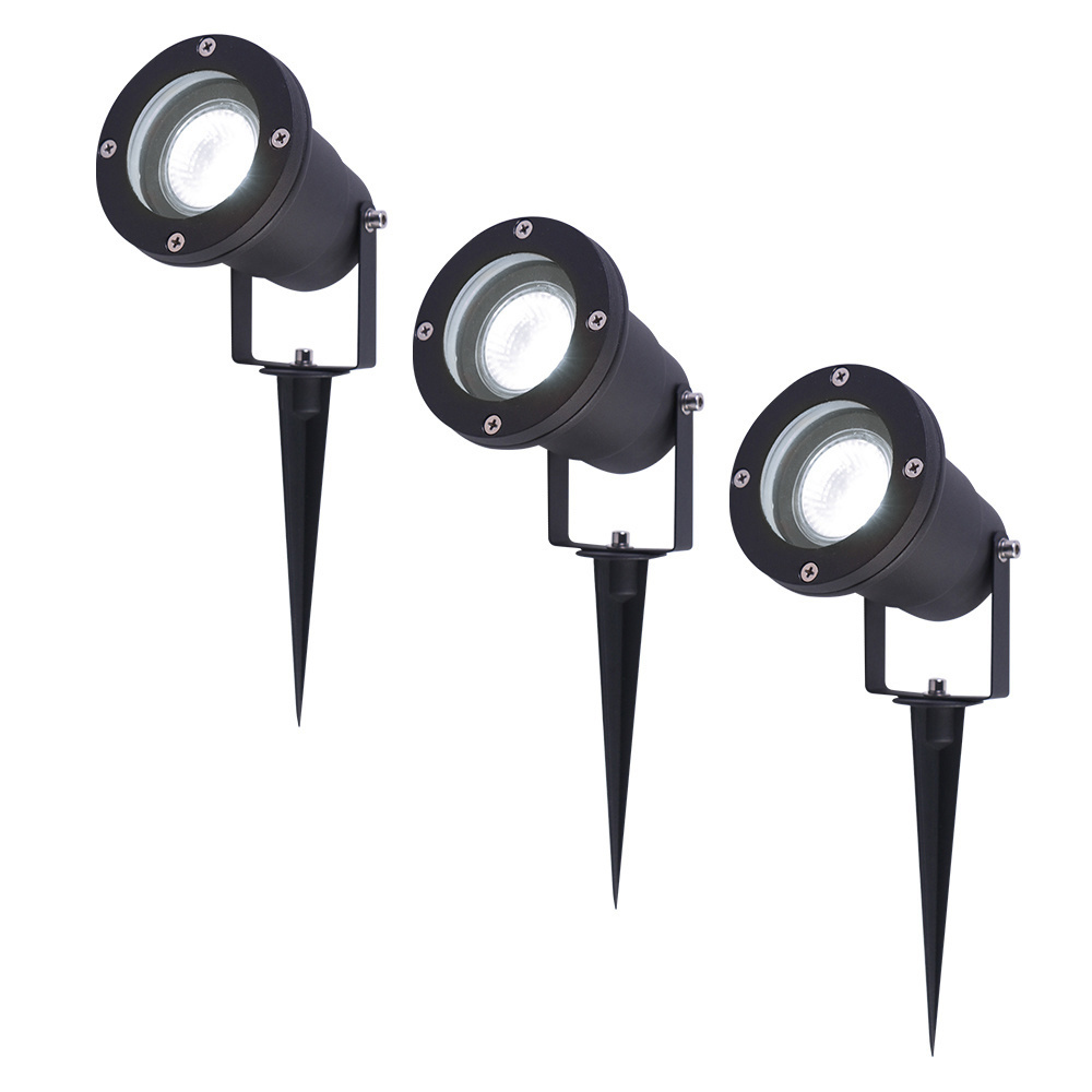 V TAC Set van 3 LED Prikspots 6000K Daglicht wit Kantelbaar IP44 Vochtbestendig Aluminium Tuinspot Geschikt voor in de tuin Zwart 3 jaar garantie