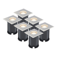 6x Dimmable LED ground spot - Square - stainless steel - 2700K warm white - 5 Watt - IP65 beam waterproof - 2 years warranty
