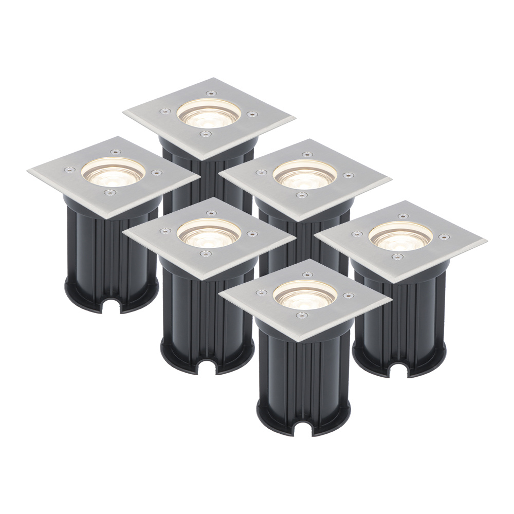 V TAC 6x Dimbare LED grondspot Vierkant RVS 4000K neutraal wit 5 Watt IP65 straal waterdicht 3 jaar garantie