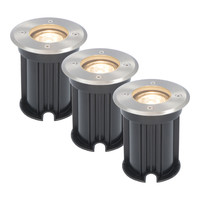 3x Dimbare LED grondspot - Rond - RVS - 2700K warm wit - 5 Watt - IP65 straal waterdicht - 2 jaar garantie