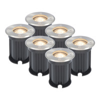 6x Dimmable LED ground spot - Round - stainless steel - 2700K warm white - 5 Watt - IP65 beam waterproof - 2 years warranty