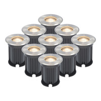 9x Dimmable LED ground spot - Round - stainless steel - 2700K warm white - 5 Watt - IP65 beam waterproof - 2 years warranty