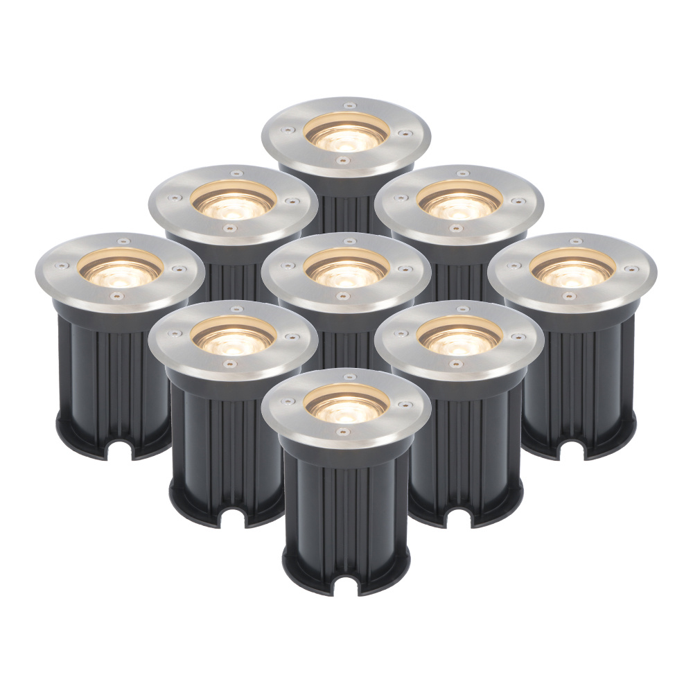 V TAC 9x Dimbare LED grondspot Rond RVS 2700K warm wit 5 Watt IP65 straal waterdicht 2 jaar garantie