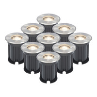 9x Dimbare LED grondspot - Rond - RVS - 4000K neutraal wit - 5 Watt - IP65 straal waterdicht - 2 jaar garantie