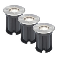 3x Dimmable LED ground spot - Round - stainless steel - 6000K daylight white - 5 Watt - IP65 beam waterproof - 2 years warranty