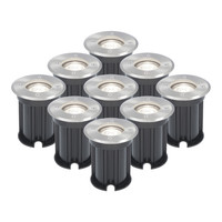 9x Dimmable LED ground spot - Round - stainless steel - 6000K daylight white - 5 Watt - IP65 beam waterproof - 2 years warranty