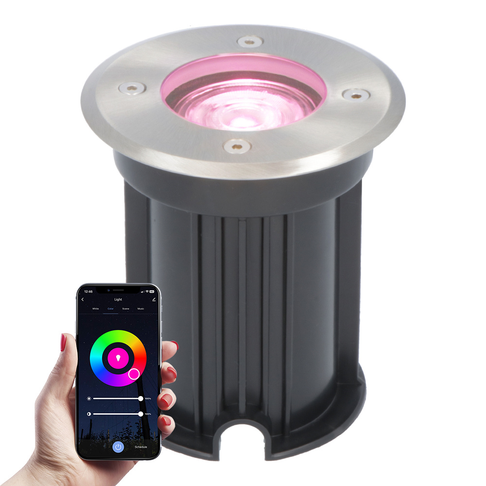 VTAC smart LED ground spot Round Stainless steel RGBWW IP65