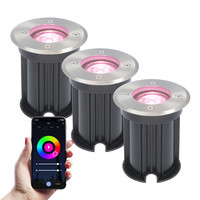 3x Smart LED Grondspot - Rond - RVS - RGBWW - 5 Watt - IP65 straal waterdicht - 2 jaar garantie