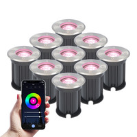 9x Smart LED Grondspot - Rond - RVS - RGBWW - 5 Watt - IP65 straal waterdicht - 2 jaar garantie