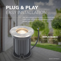 6x Dimmable LED ground spot - Round - stainless steel - 2700K warm white - 5 Watt - IP65 beam waterproof - 2 years warranty