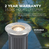 6x Dimbare LED grondspot - Rond - RVS - 2700K warm wit - 5 Watt - IP65 straal waterdicht - 2 jaar garantie