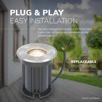 3x Dimbare LED grondspot - Rond - RVS - 4000K neutraal wit - 5 Watt - IP65 straal waterdicht - 2 jaar garantie