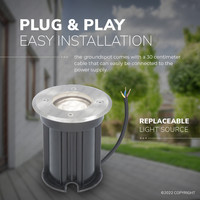 6x Dimbare LED grondspot - Rond - RVS - 6000K daglicht wit - 5 Watt - IP65 straal waterdicht - 2 jaar garantie