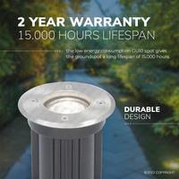 9x Dimmable LED ground spot - Round - stainless steel - 6000K daylight white - 5 Watt - IP65 beam waterproof - 2 years warranty