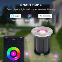 9x Smart LED Grondspot - Rond - RVS - RGBWW - 5 Watt - IP65 straal waterdicht - 2 jaar garantie