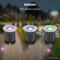 9x Smart LED Grondspot - Rond - RVS - RGBWW - 5 Watt - IP65 straal waterdicht - 2 jaar garantie
