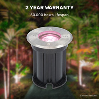 9x Smart LED Grondspot - Rond - RVS - RGBWW - 5 Watt - IP65 straal waterdicht - 2 jaar garantie