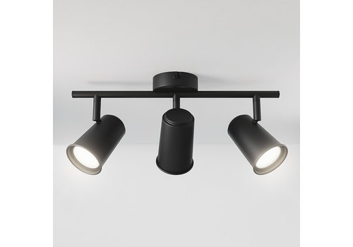 LEDKIA Sinner 3 Deckenleuchte – 3 Ausrichtbare Strahler, Schwarz, Aluminium, Für GU10-Lampen