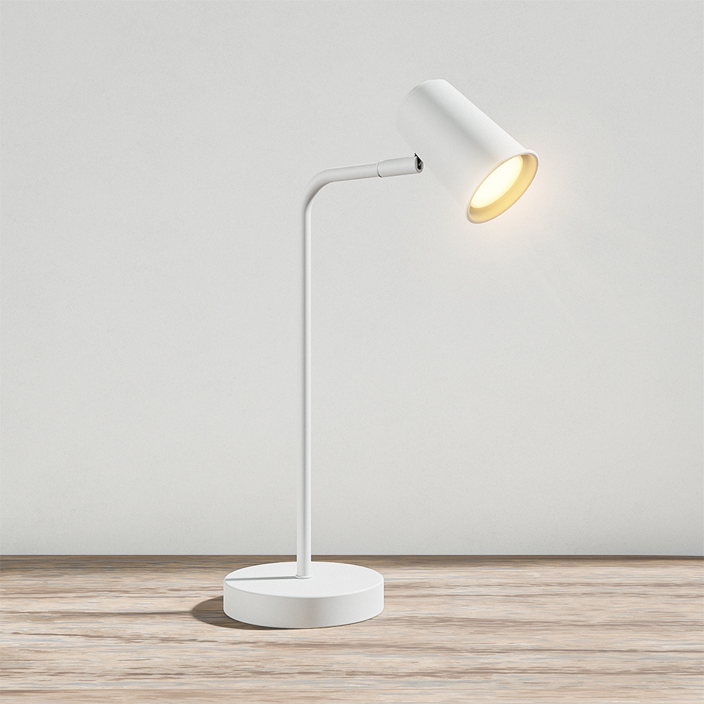 HOFTRONIC™ Riga LED tafellamp - Kantelbaar en draaibaar - 2700K warm wit - Ingebouwde dimmer - Bureaulamp voor binnen - GU10 fitting - Wit - 3 jaar garantie
